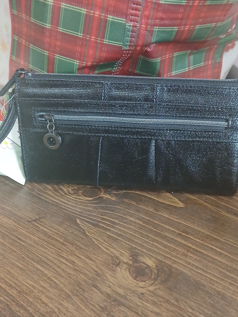 Style & Co. Black Textured Wristlet Clutch